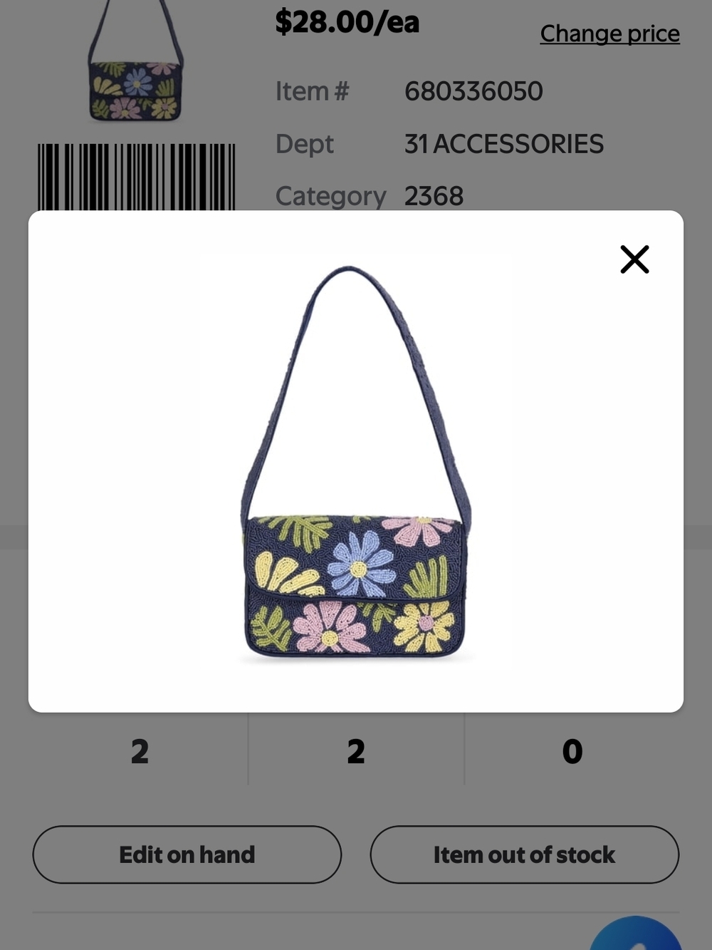 NWT Viral Floral Beaded Navy Shoulder Bag - Picture 2 of 5
